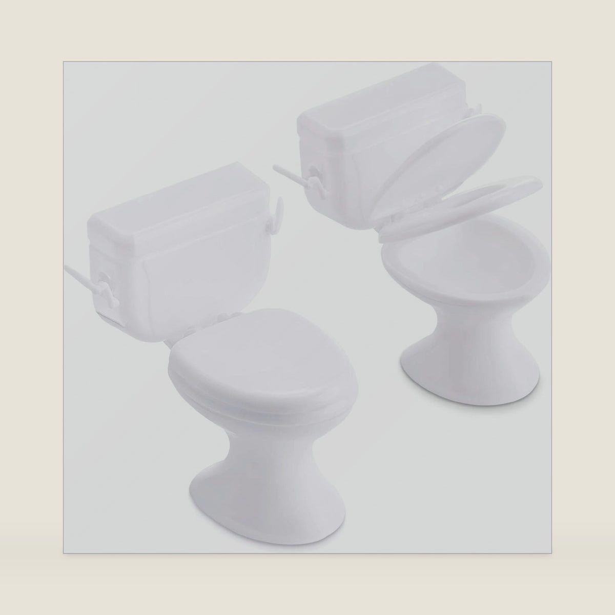 Skylety 2 Pieces Miniature Toilet Toy Dollhouse Cake Topper, White