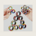 9Pcs Magnetic Ring Fidget Spinner Toys Set, Colorful camo Fingers Magnet Rings, ADHD Stress Relief Magical Toys for Training Relieves Autism Anxiety, Great Gift for Adults Teens Kids