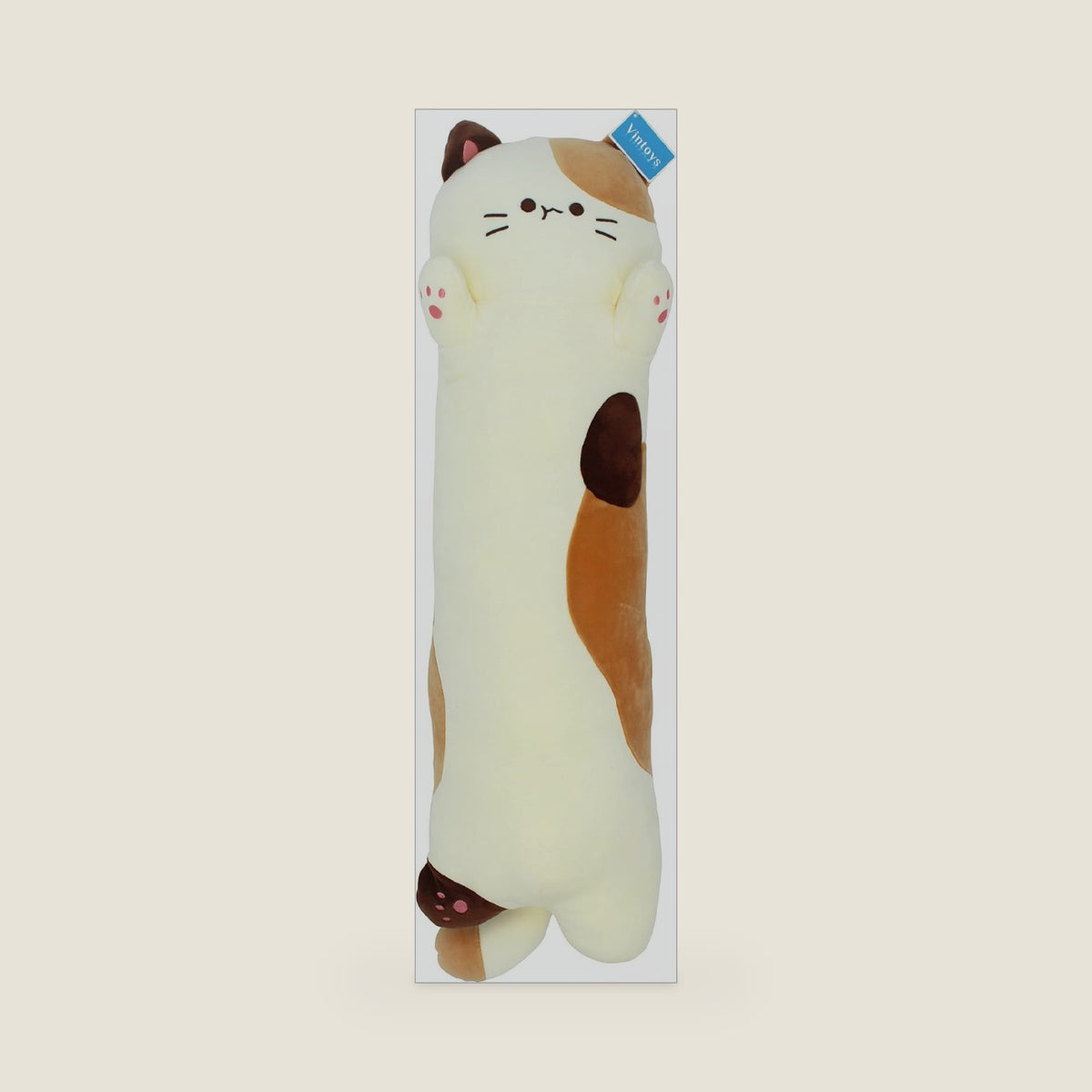 Very Soft Cat Long Hugging Pillow Plush Kitten Kitty Milky White 26"