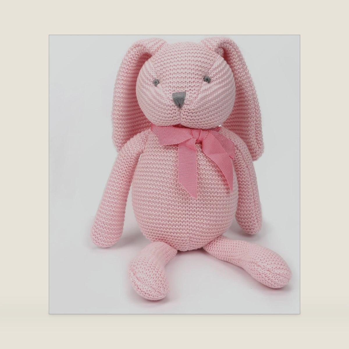 FLUFFYFUN 100% Organic Cotton Bunny Stuffed Animal for Babies 7.1" Pink