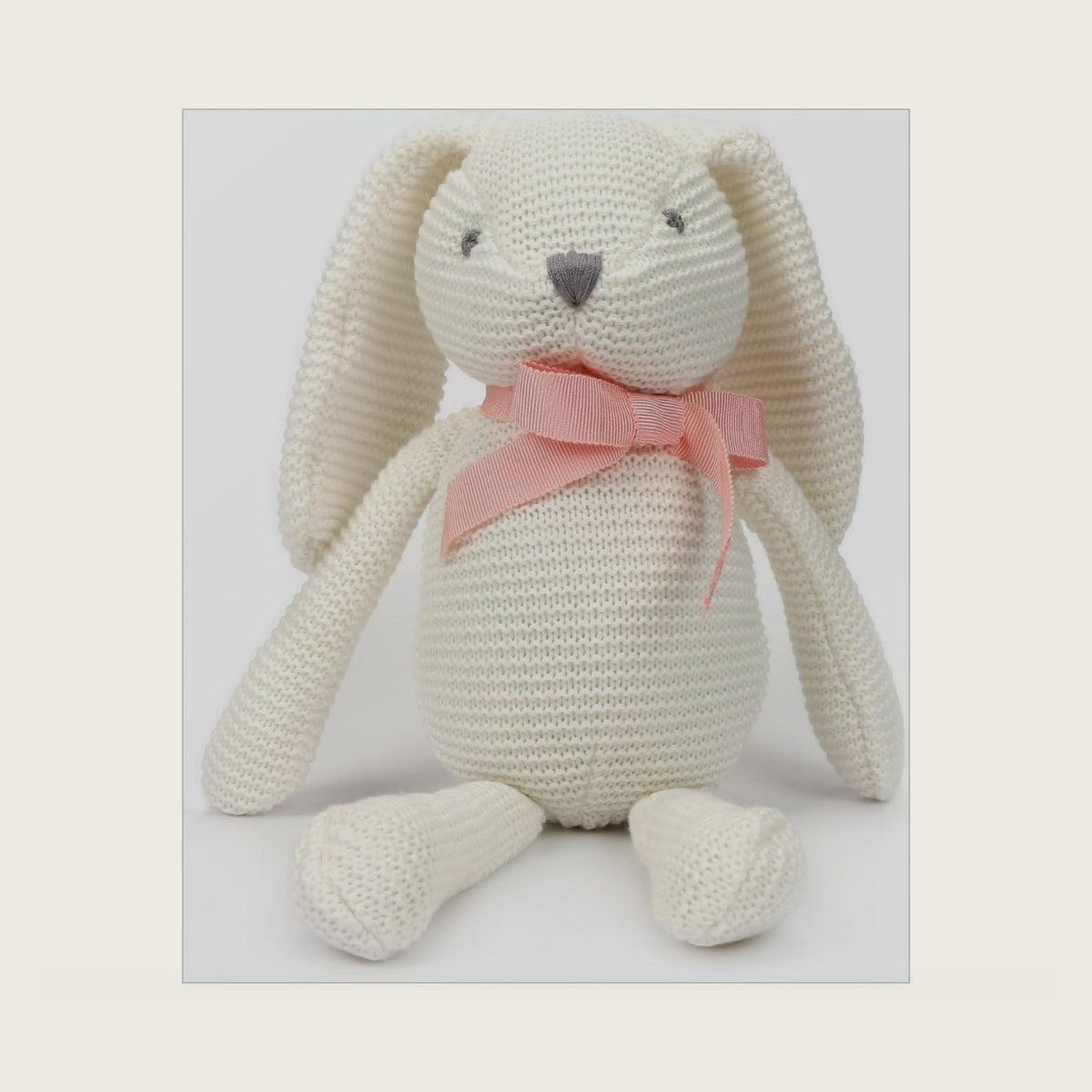 FLUFFYFUN 100% Organic Cotton Bunny Stuffed Animal for Babies 7.1" White