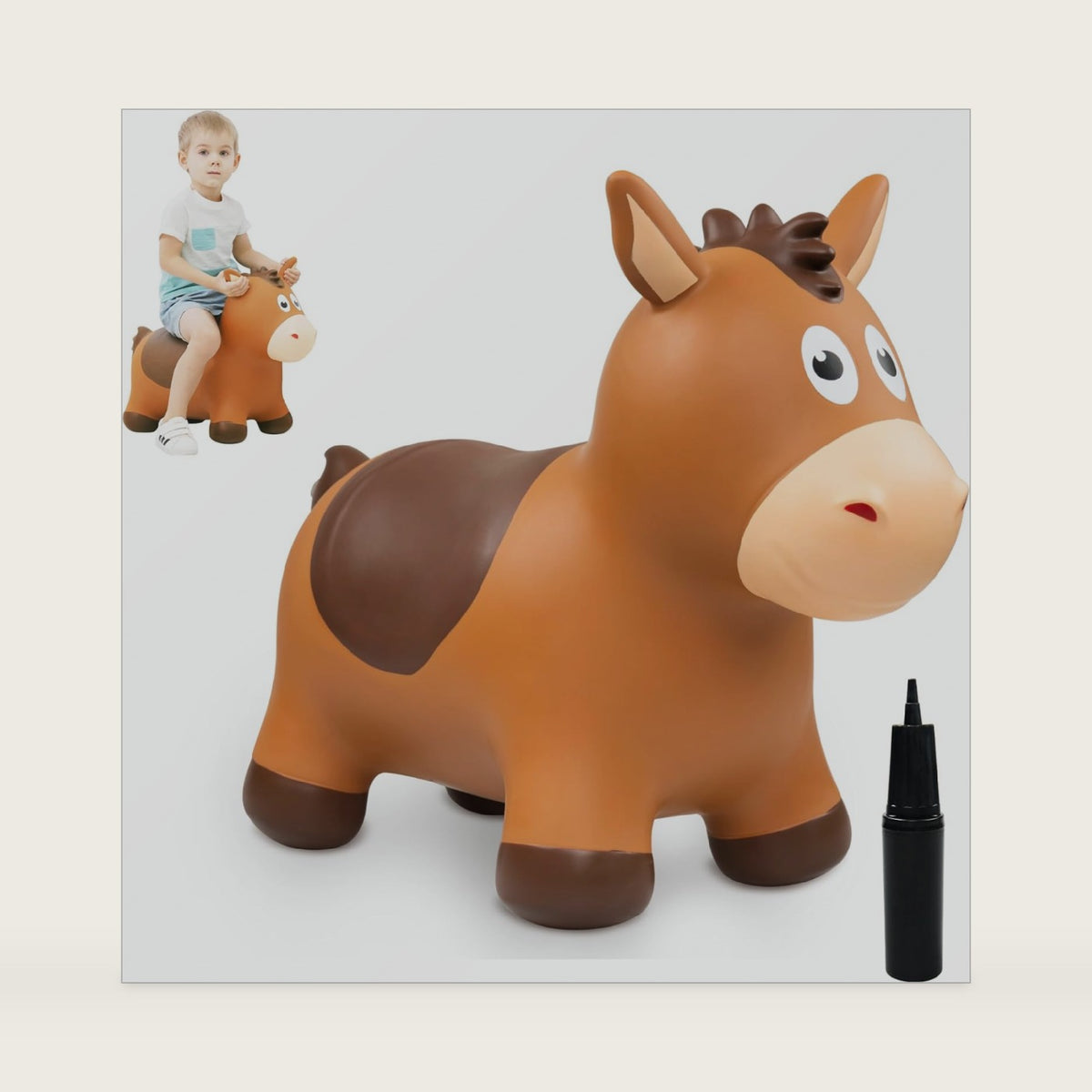 ZOOJOY Inflatable Horse Hopping Toy, Ride-on Bouncy Animal for Toddler 18M+