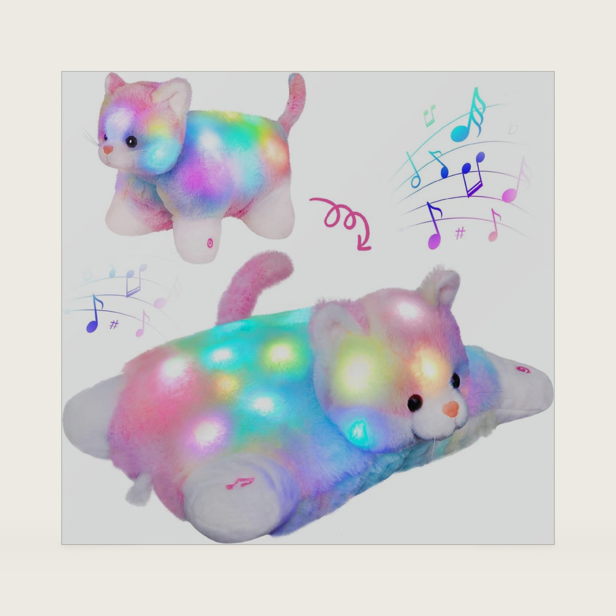 Glow Guards 16" Light Up Musical Rainbow Cat Stuffed Animal Singing Glowing