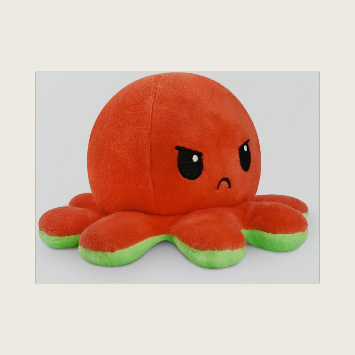 TeeTurtle Reversible Octopus Red & Green 4 Inch Flip Plush