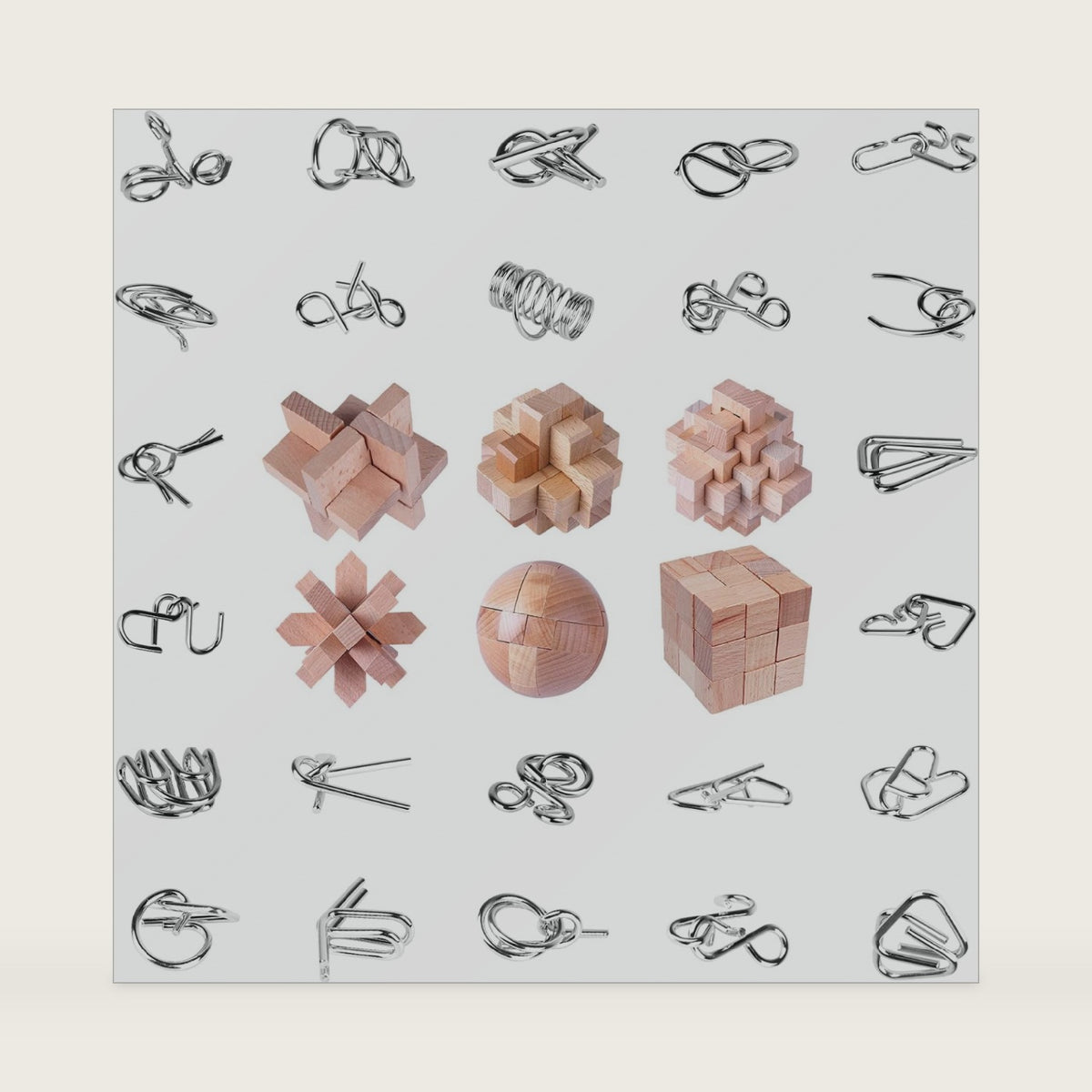 RLYLF 30Pcs Mind Wooden and Metal 3D Puzzles