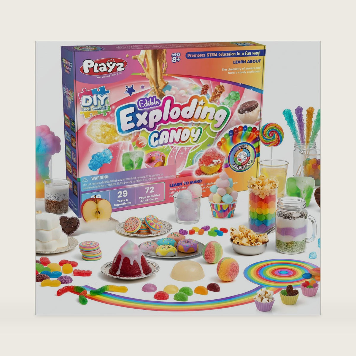 Playz Edible Exploding Candy Making Kit for Kids Age 8-12, 29+ Fun Science