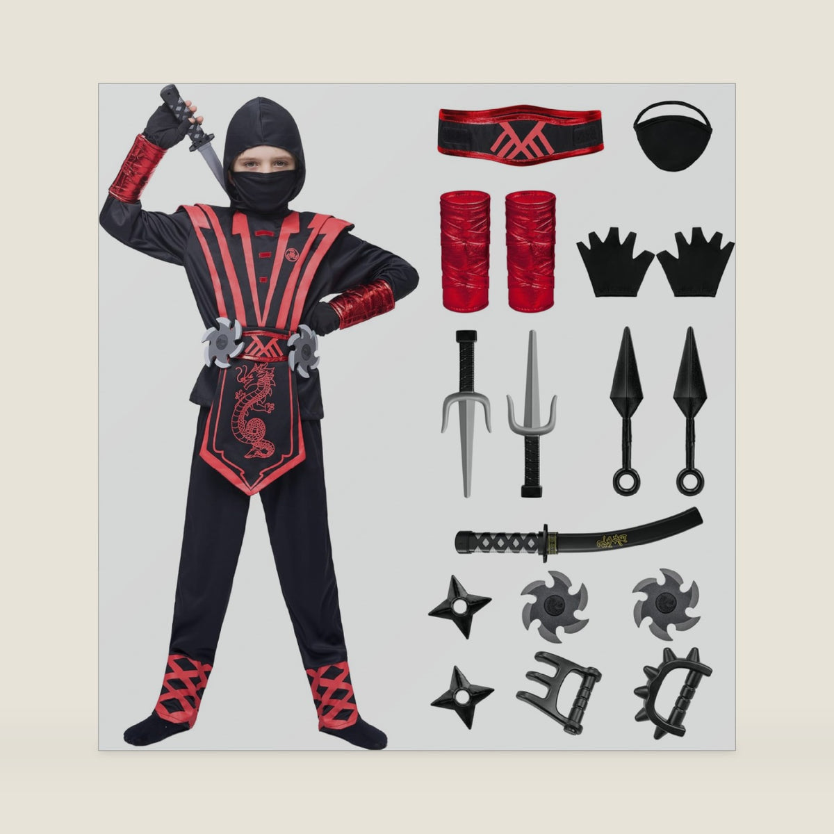Spooktacular Creations Halloween Costume for Kids, Boys & Toddlers - Ninja Accessories Set for DressUp Party