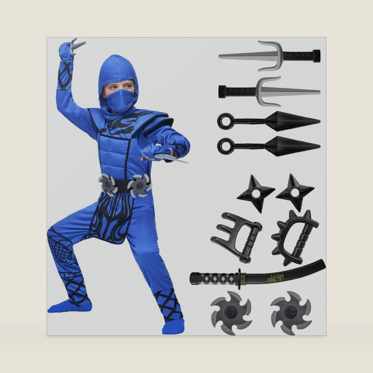 Spooktacular Creations Boys Ninja Costume, Dragon Scales Ninja Outfit with Accessories for Kids Toddler Halloween Parties