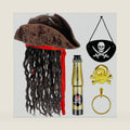 Pirate Hat with Dreadlocks Braids and Costume Accessories Set, Halloween Masquerade Accessory Set of 5