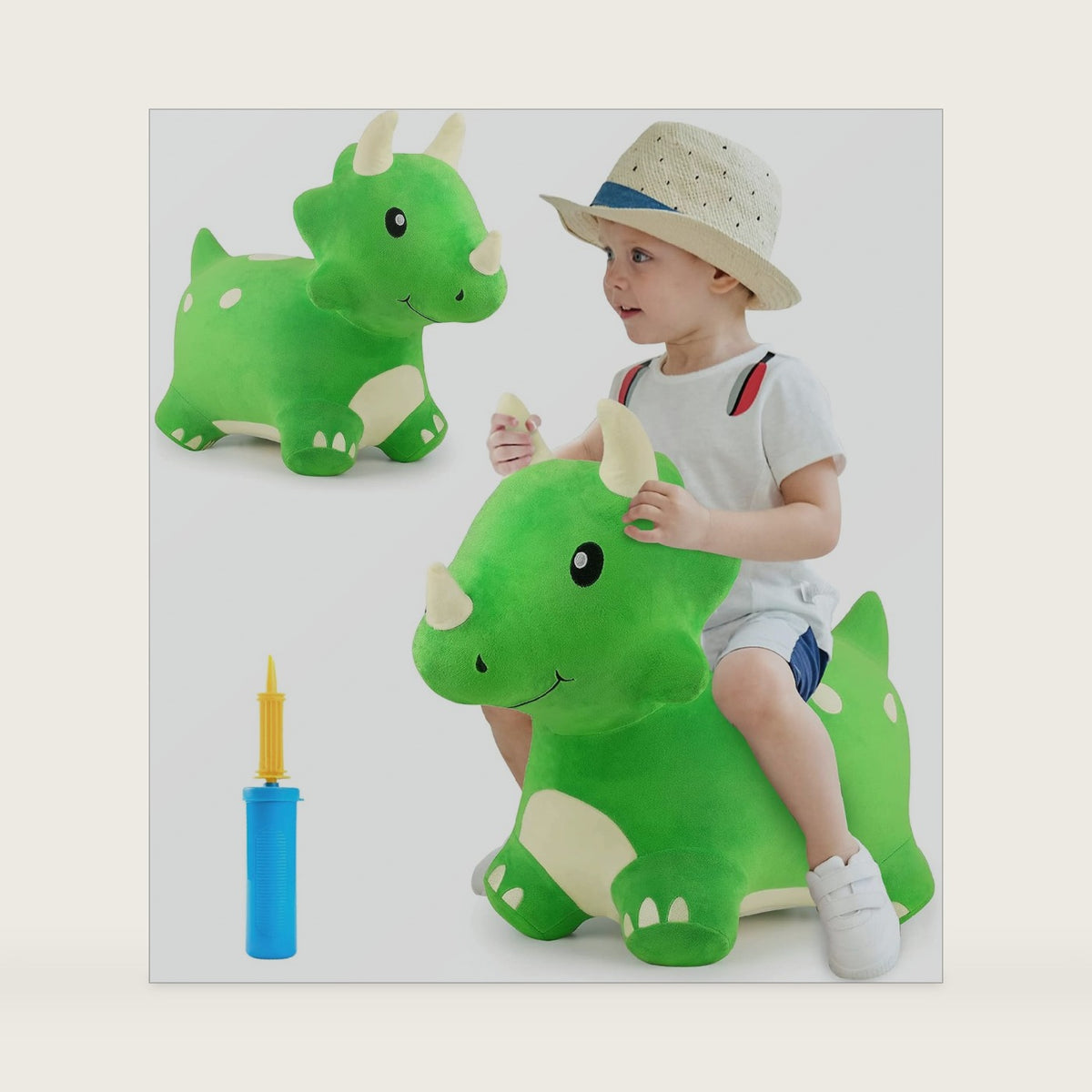 Bouncy Pals Toddler Dinosaur Hopper Toy, Kids Outdoor Ride on Bounce Animal