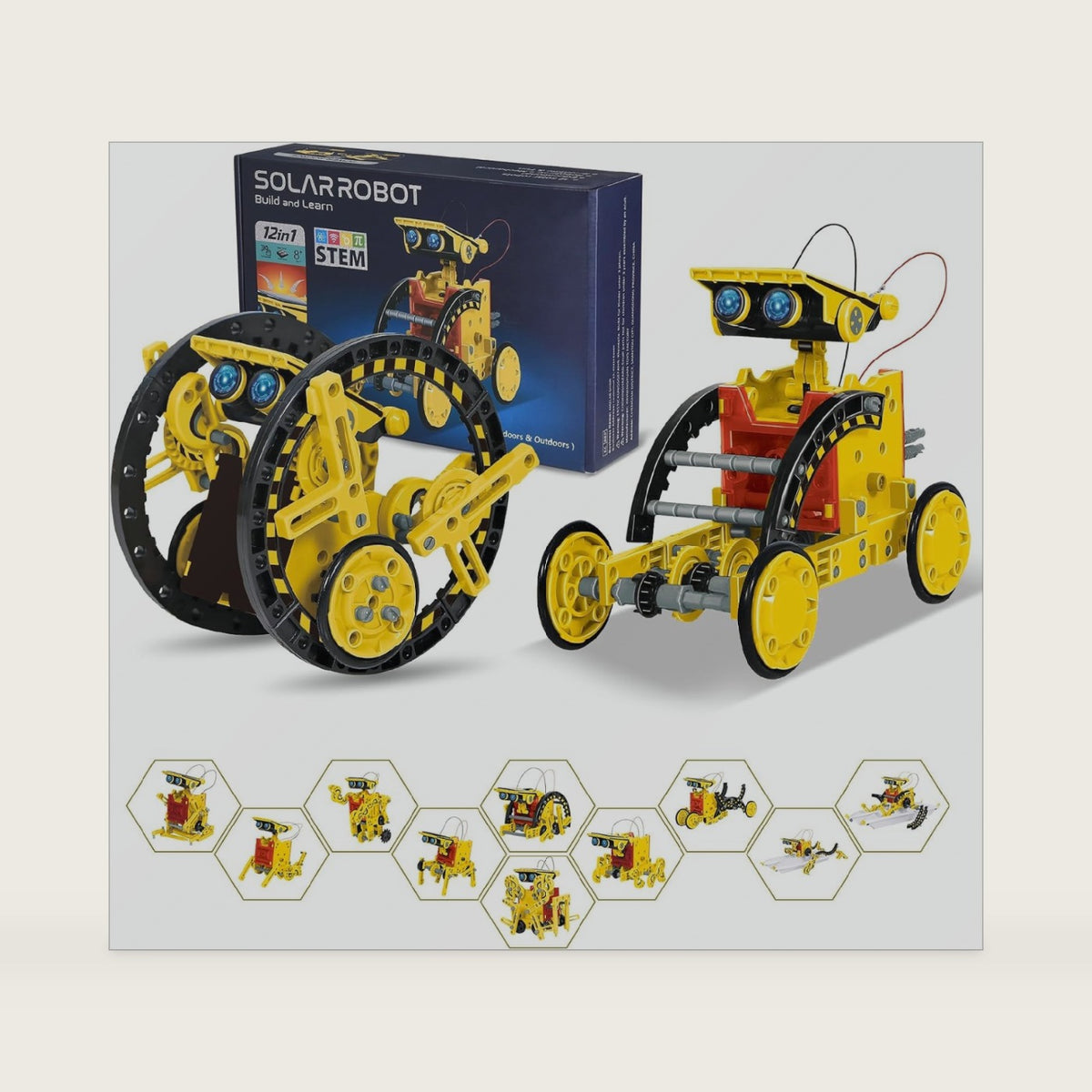 Solar Robot Kit for Kids Age 8-12, STEM Building Toys,12-in-1 Build Your Own Robot with Solar Panel & Battery Power, Science Engineering Christmas Birthday Idea Gifts for Boy Age 8 9 10 11 12