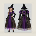 ReliBeauty Girls Purple Witch Costume with Witch Hat,Halloween