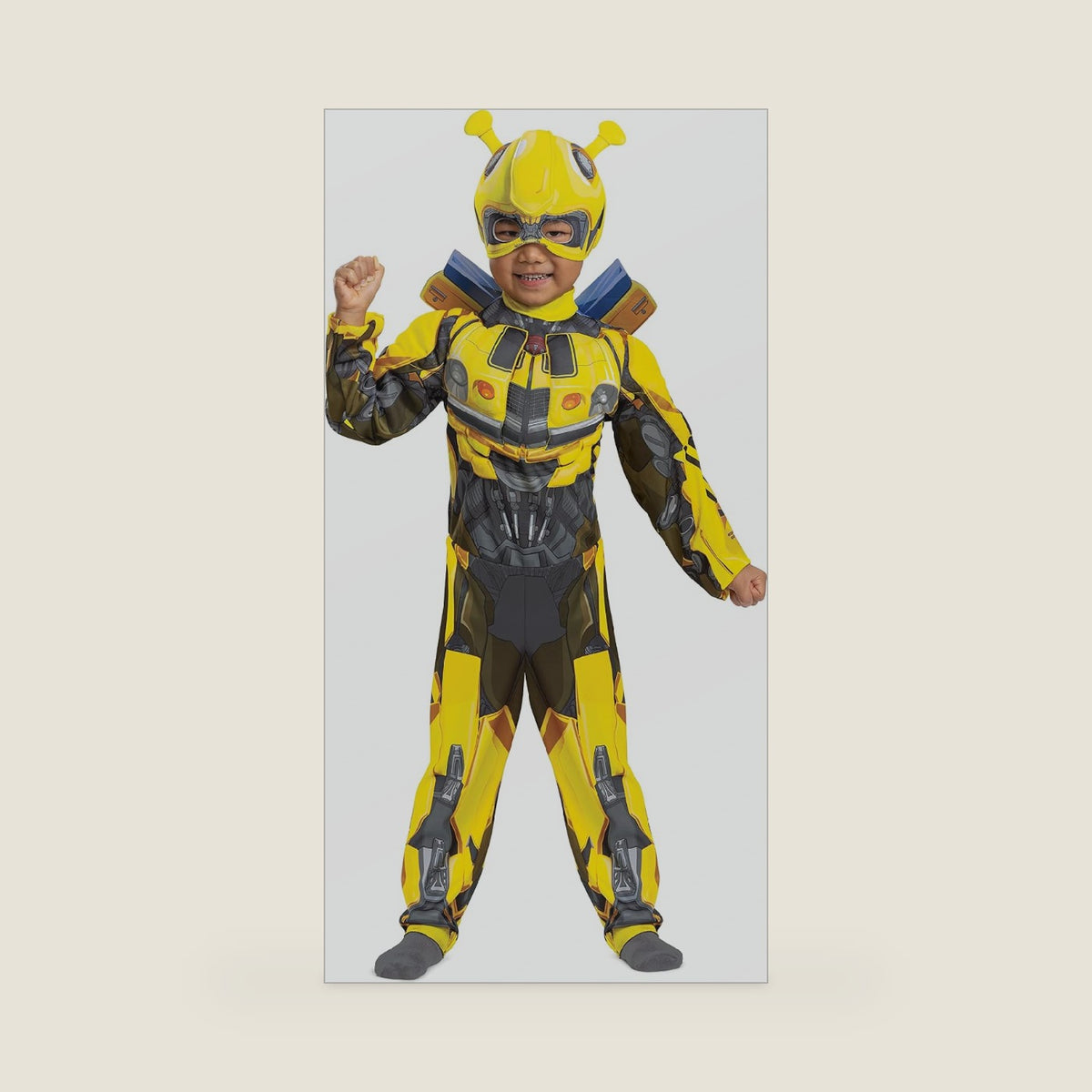 Disguise Bumblebee Toddler Costume, Official Transformers Rise of the Beasts Muscle Padded Costume and Mask, Size (3T-4T)