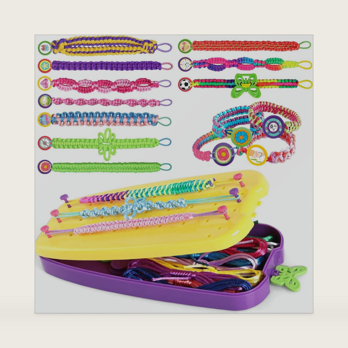 Friendship Bracelet Making Kit Toys, Ages 7 8 9 10 11 12 Year Old Girls Gifts Ideas, Birthday Present for Teen Girl, Arts and Crafts String Maker Tool, Bracelet DIY, Kids Travel Activity Set
