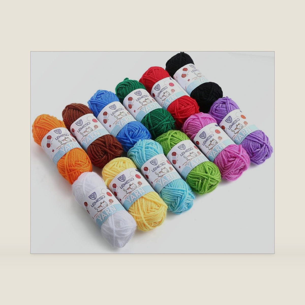LEMESO Acrylic Yarn Bulk Pack, 12 Skeins for Crochet & Knitting, 180g