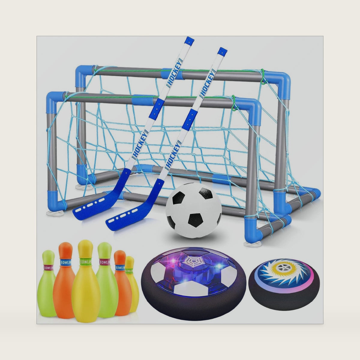 HopeRock 3 in 1 Hover Soccer, Hockey and Bowling Set for Kids Ages 3-12