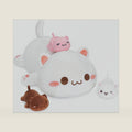 Onsoyours Cat Stuffed Animal Mommy 19.7" with 3 Kitty Plushies, 4 Piece of Cute Cat Plush Pillow Toys for Kids Girls Boys (White Cat Family)
