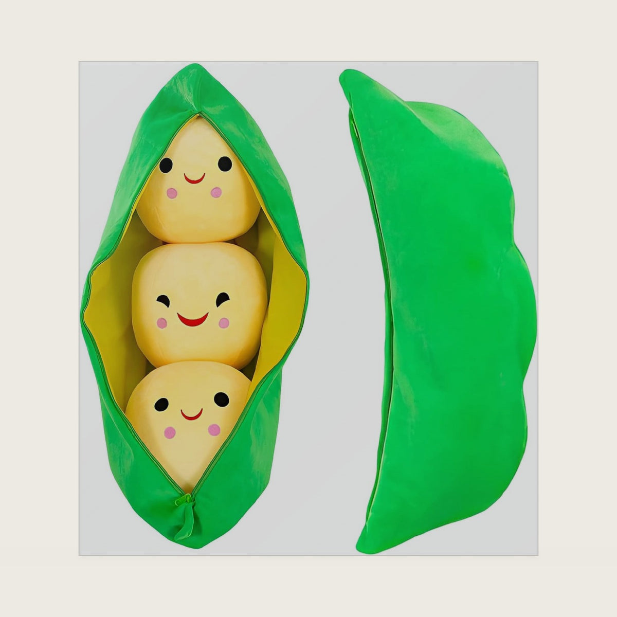 AOQI Peas in A Pod Plush Squishy Stuffed Toy Gift Yellow Beans 9.8in