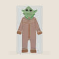STAR WARS Baby Yoda Costume Long Sleeve Hooded Romper (Brown/Green, 3T)