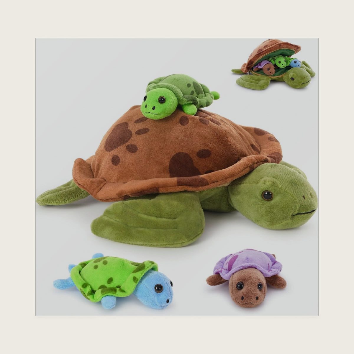 Muiteiur 4 Pcs Sea Turtle Stuffed Animals with Babies Inside, Turtle Plush