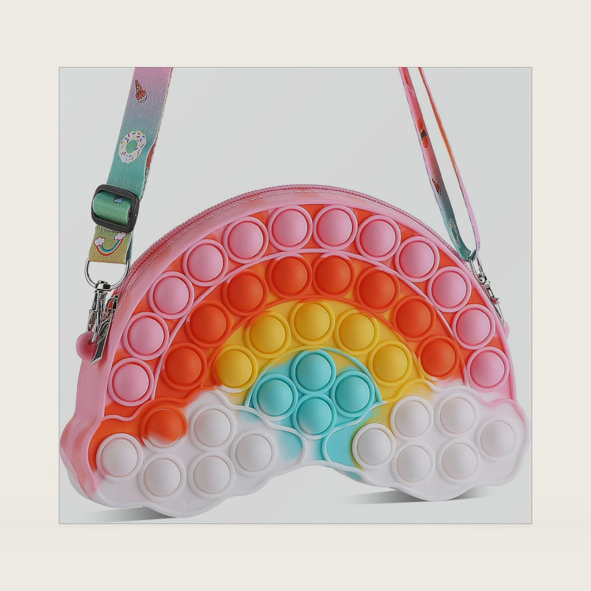 Pop Shoulder Purse Fidget Toys Bag for Girls, Rainbow Clouds Shoulder Bag