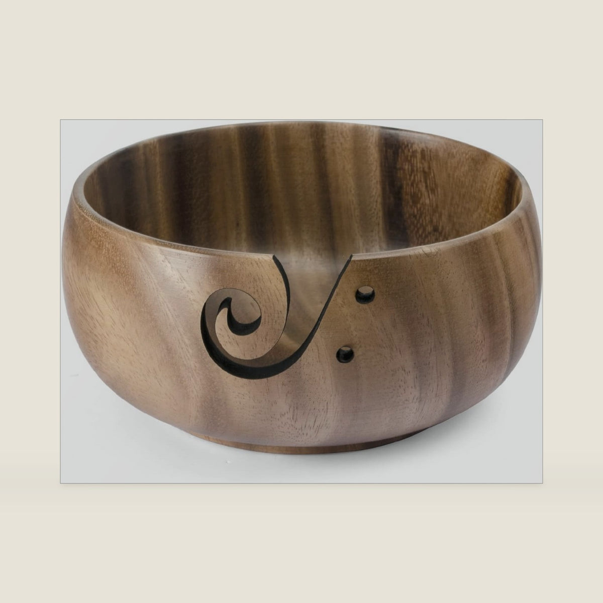 Little World Yarn Bowl - Wooden Yarn Bowls for Crocheting with Holes, Preventing Slipping and Tangles, Handmade Craft Knitting Bowl Yarn Holder Mothers Day Gift for Knitting Lovers (Chestnut)