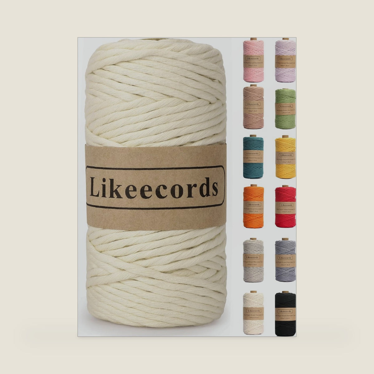 4mm Single Strand Macrame Cord Rope 80m Handmade Decorations Softer Natural Cotton Bohemia DIY Wall Hanging Plant Hanger Craft Making Knitting Cord Rope (Naturel White)