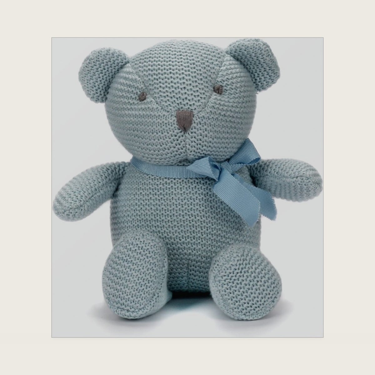 FLUFFYFUN 100% Organic Cotton Teddy Bear Stuffed Animal for Baby 6.5" Blue