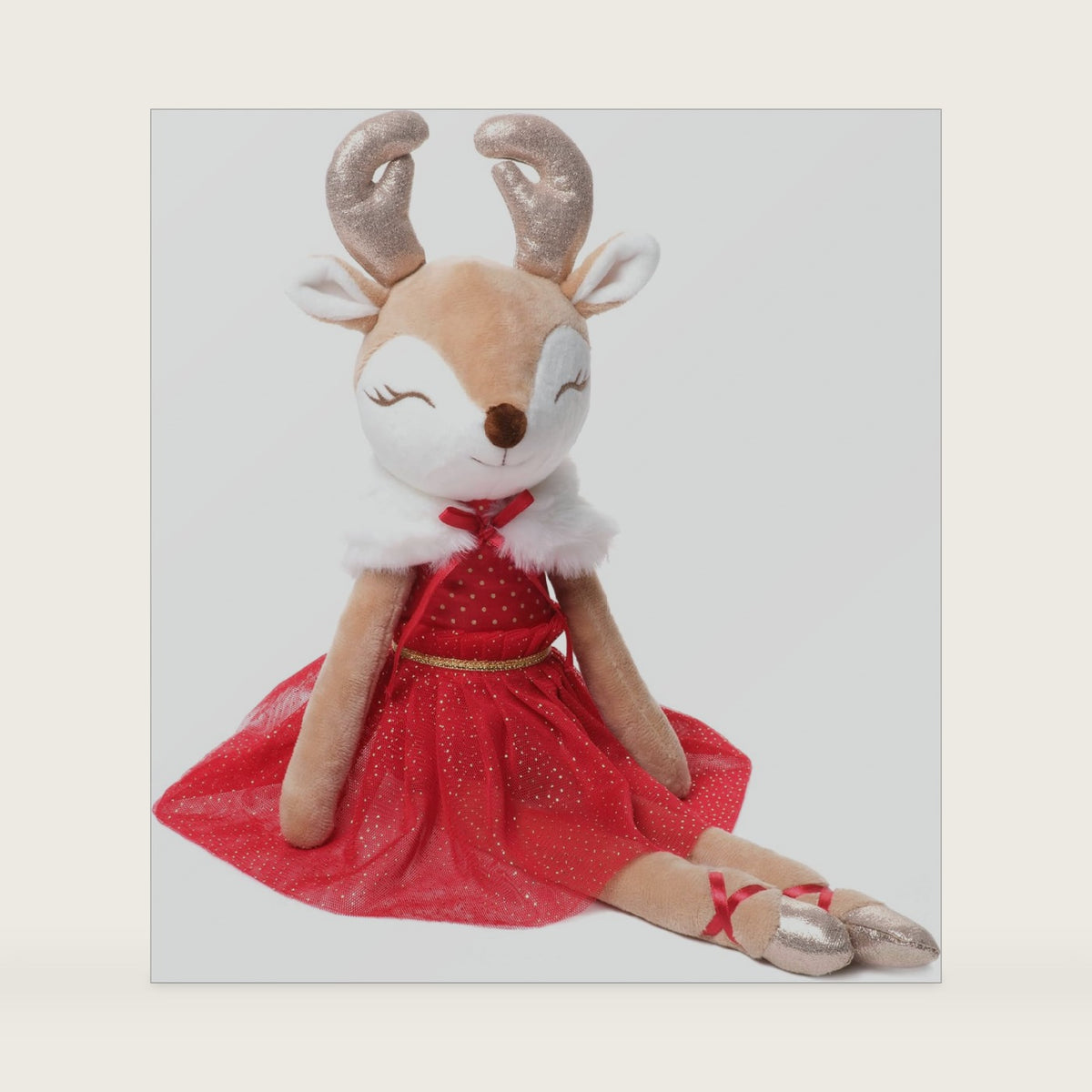 Bearington Collection Ballerina Stuffed Animal - 16.5" Ballet Doll - Dance Recital Gifts for Girls - Reindeer Noella