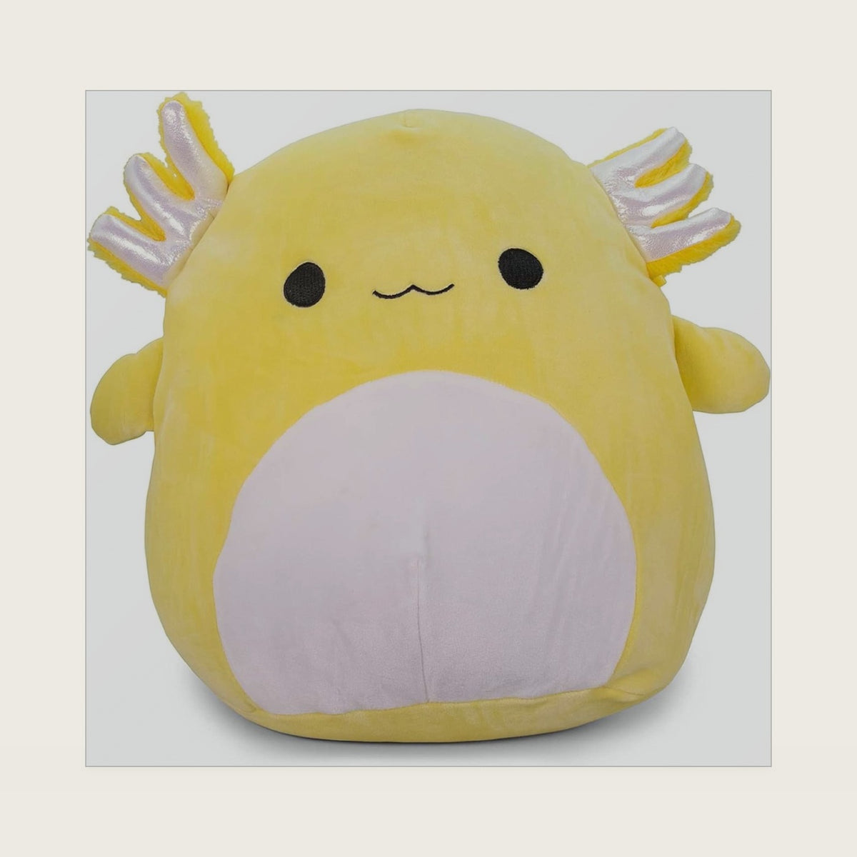 Official KellyToy Squishmallow Treyton Axoltl Yellow 12-inch Plush Pillow