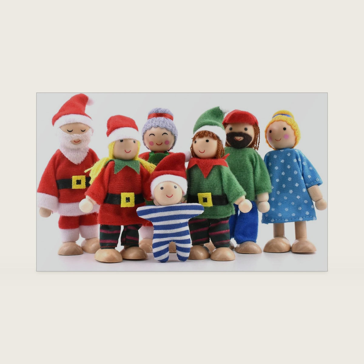 Jzszera Wooden Doll House People, 7 Figures, Dolls Family Set