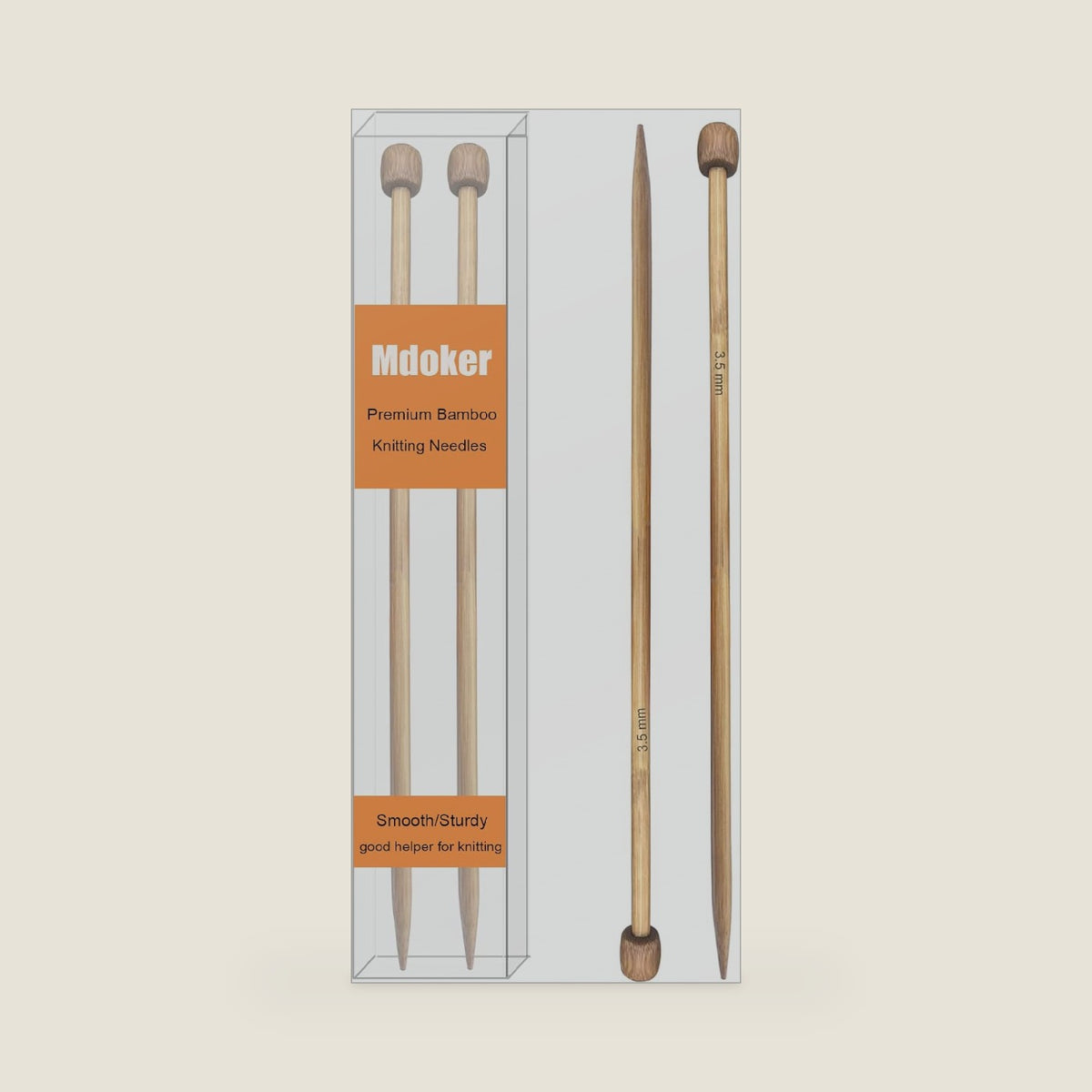 Mdoker Bamboo Knitting Needle Straight Single Pointed Sweater Knitting Needles 10-inch Length for Handmade DIY Knitting Projects,Size US 4(3.5mm)