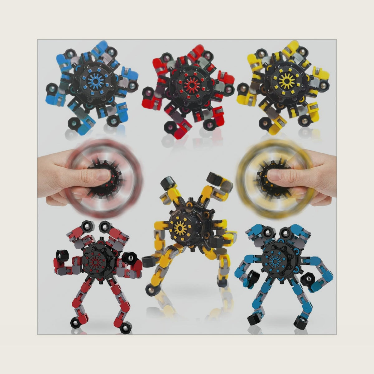 Transformable Fidget Spinners,6PCS Funny Sensory Fidget Toys Adults