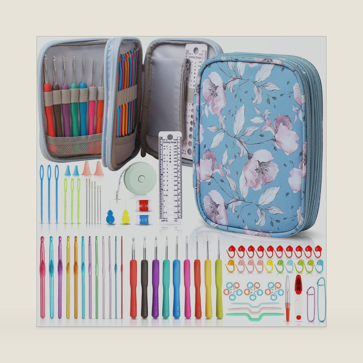 SHAXANO Crochet Hooks Kit with Case, 86-Piece, Ergonomic Crochet Needles Weave Yarn Kits DIY Hand Knitting Art Tools for Beginners and Experienced Crochet Lovers