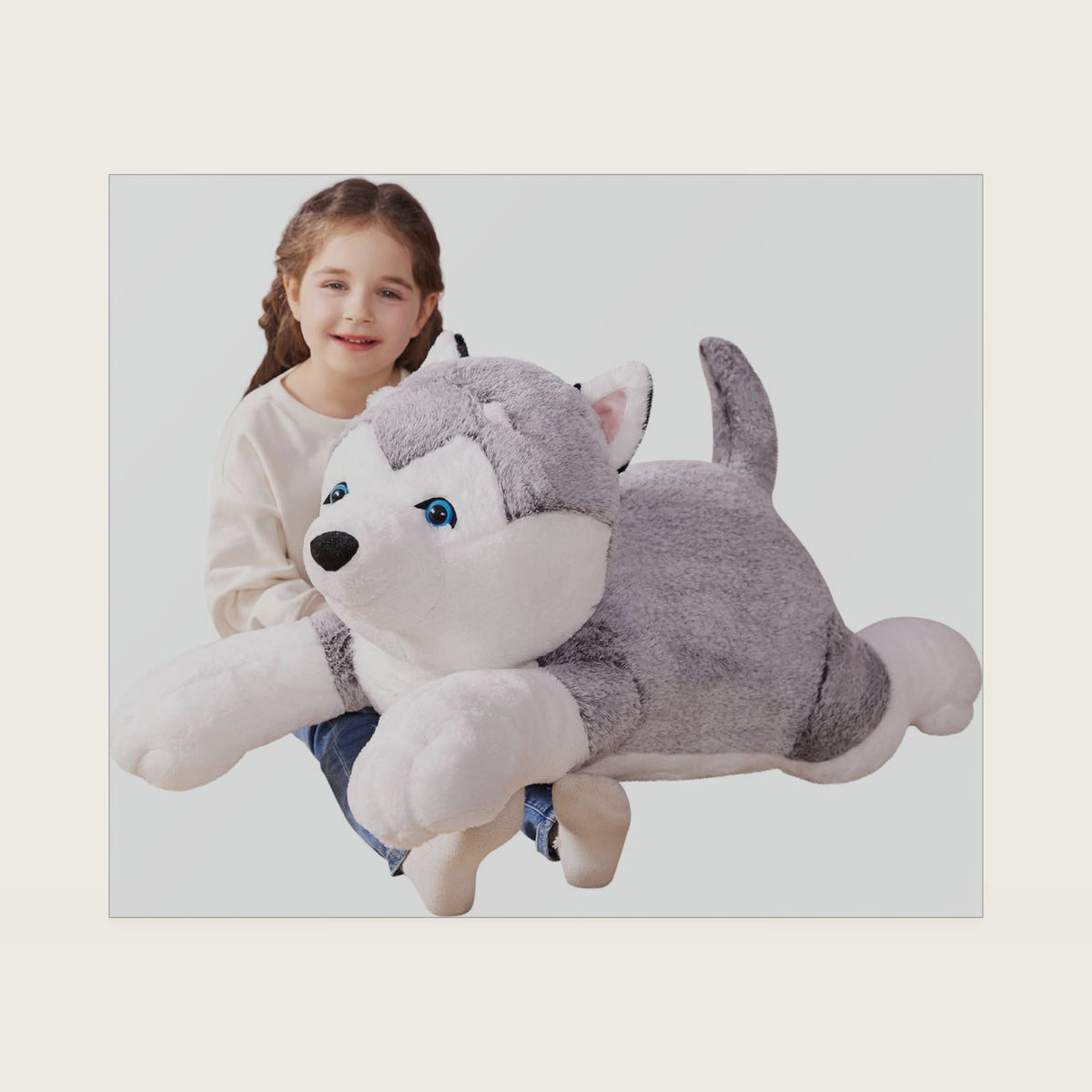 IKASA 30" Giant Husky Dog Stuffed Animal, Super Soft, Zipper-Free Plush