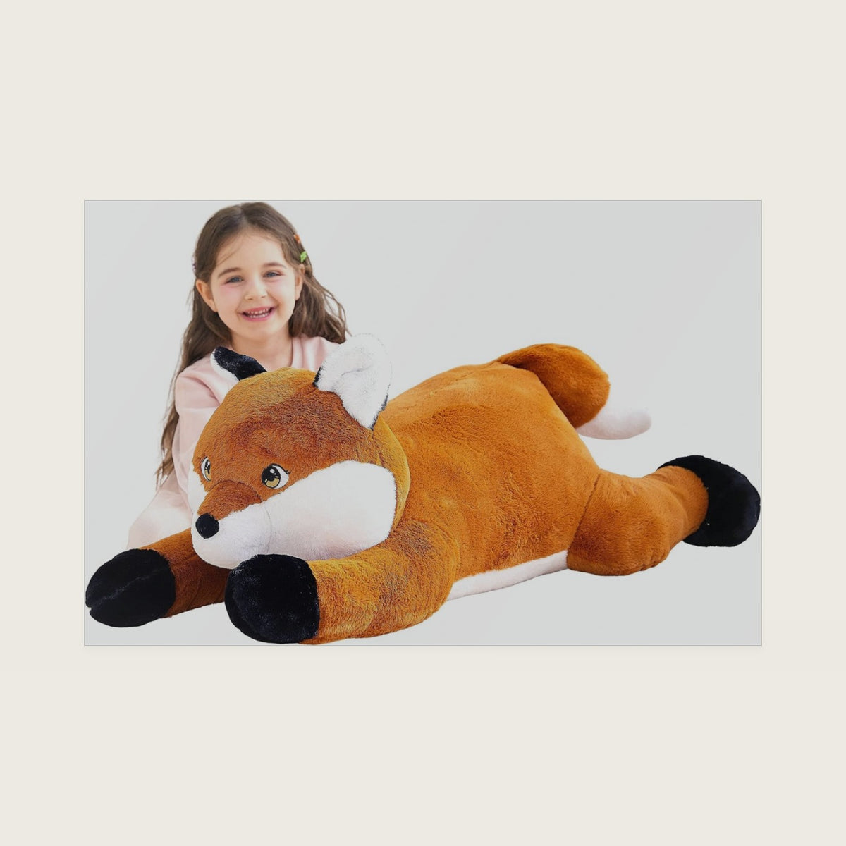 IKASA 30" Giant Fox Stuffed Animal, Super Soft, Zipper-Free Plush