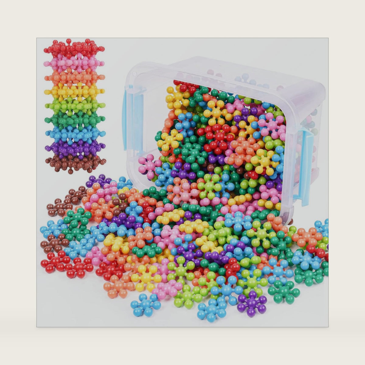 Building Blocks Educational Toy - 300PCS Snowflake Stem Construction Set for Kids 3+, Safe Non-Toxic Storage Case, Learning Gifts for Boys Girls, Multi-Color