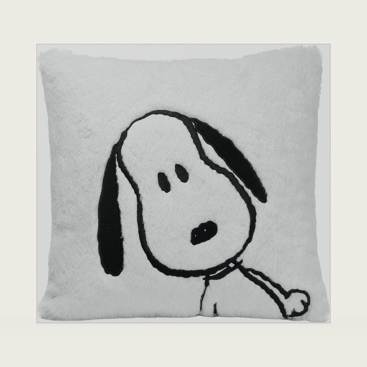 Lambs & Ivy Classic Snoopy White/Black Furry Decorative Nursery Throw Pillow