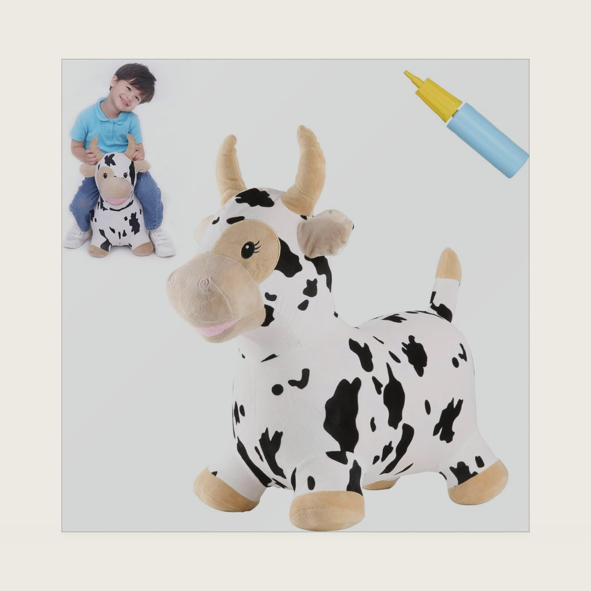 INPANY Bouncy Cow, Plush Cow Hoppers Toys for 2-5 Kid, Indoor & Outdoor Fun