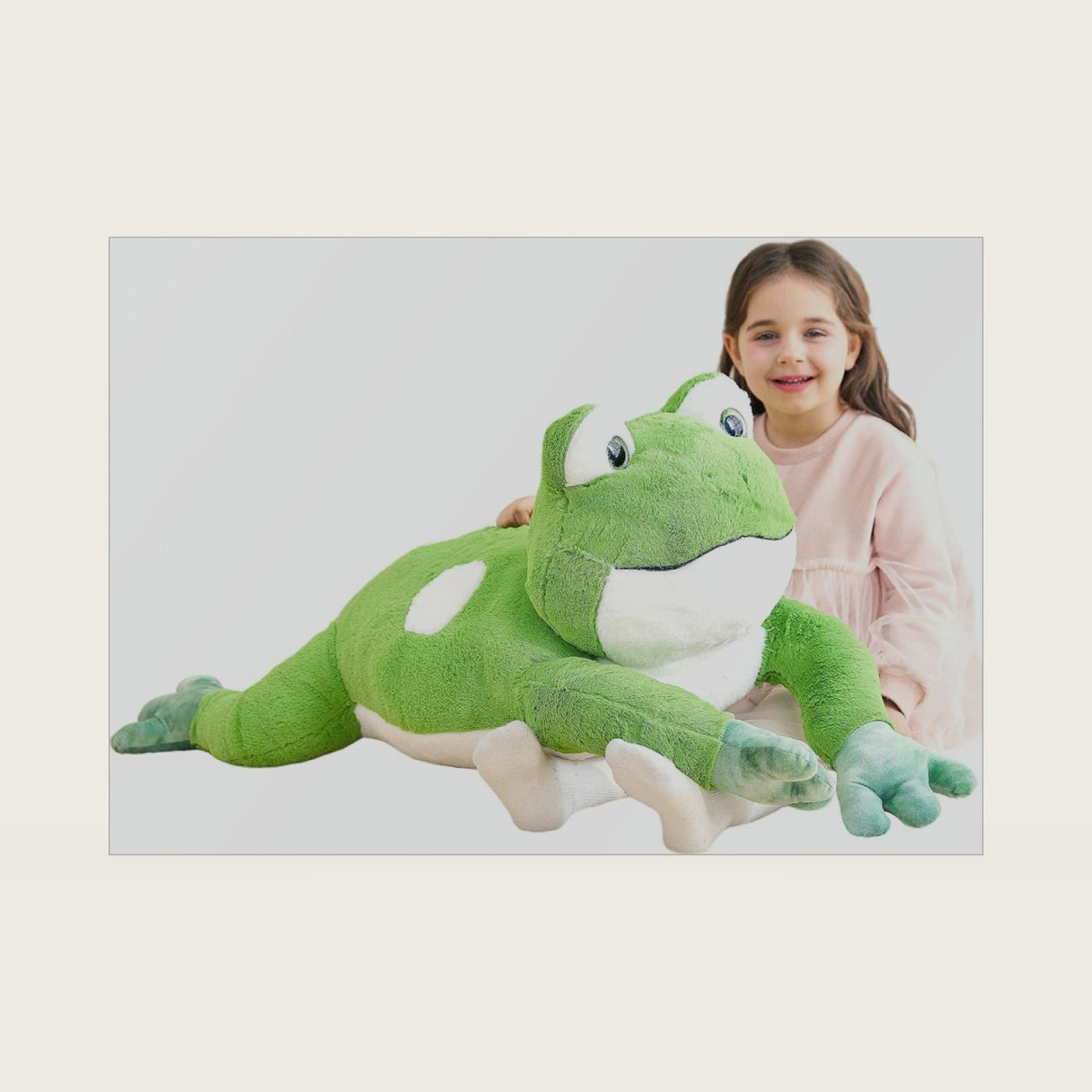 IKASA 30" Giant Frog Stuffed Animal, Super Soft, Zipper-Free Plush
