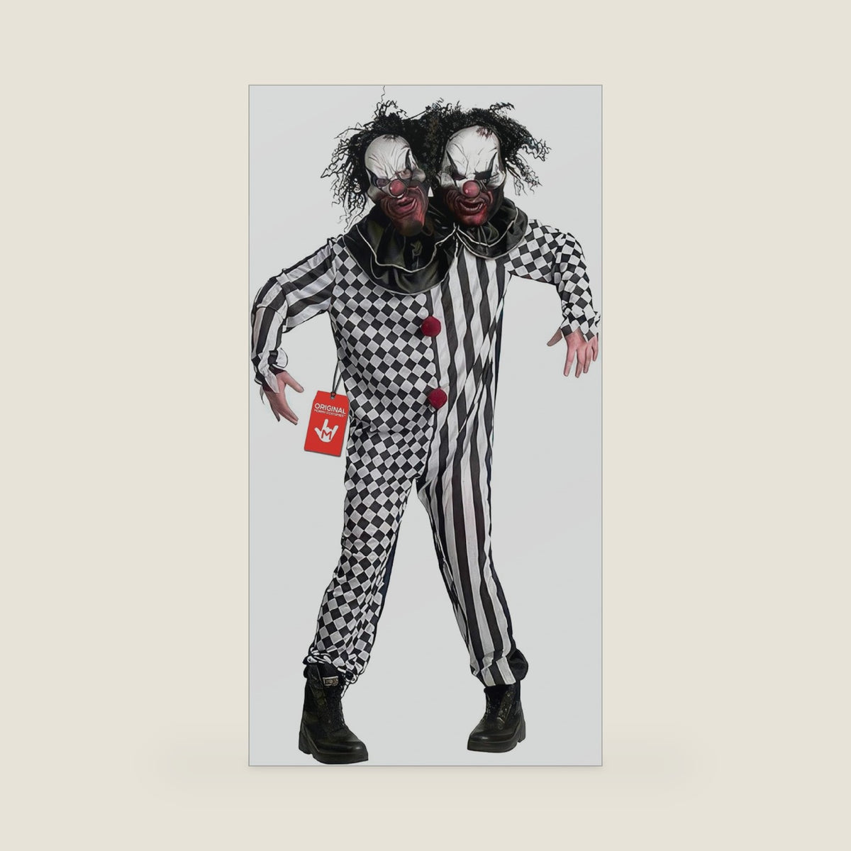 Morph Two Headed Scary Clown Costume Men, Halloween Costumes for Men