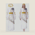 Geyoga 2 Pcs Greek Goddess Costume Toga Costume Women Halloween Greek Dress with Roman Crown Leaf Wreath