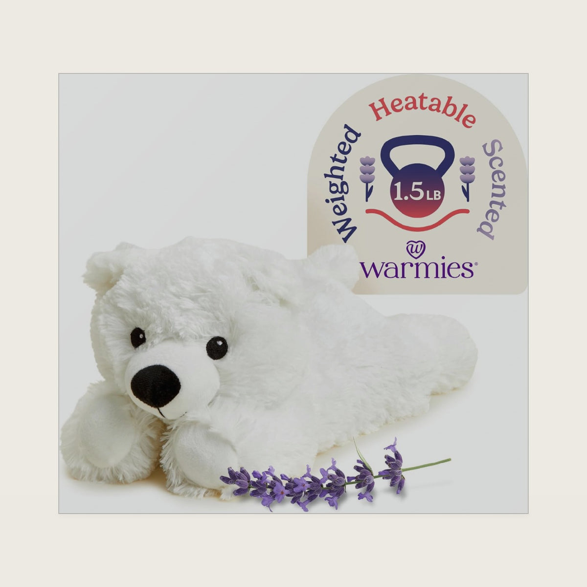 warmies Microwavable & Weighted Stuffed Animals, White Bear, Weighted Plush