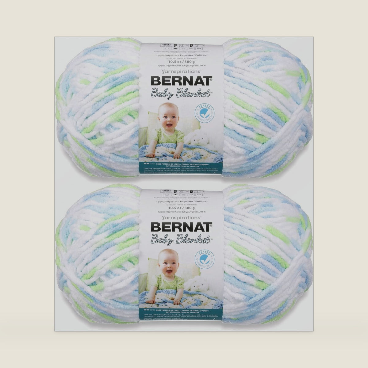 Bernat Baby Blanket Funny Prints Yarn - 2 Pack of 300g/10.5oz - Polyester - 6 Super Bulky - 220 Yards - Knitting/Crochet