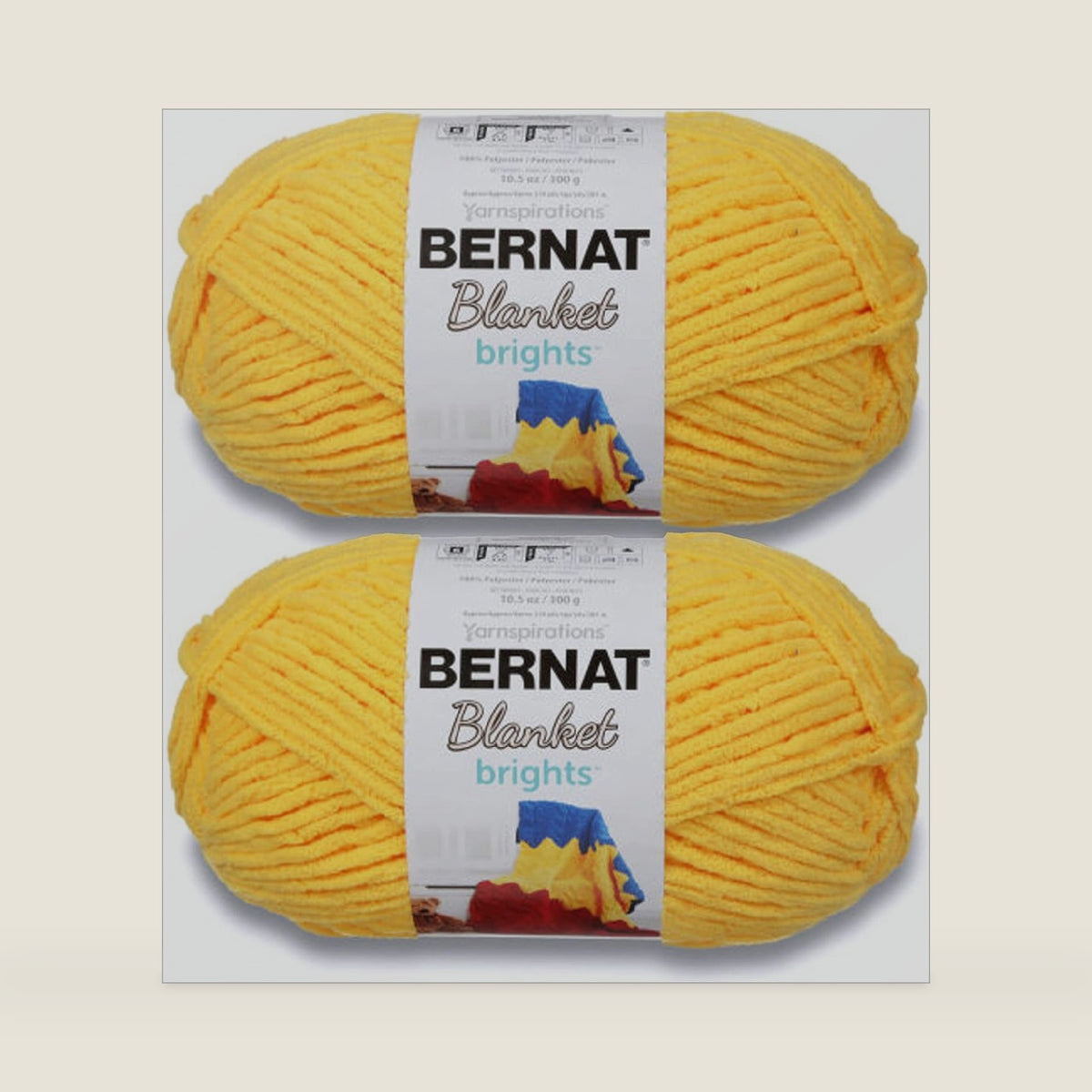 Bernat Blanket Brights Chenille Crochet Yarn, School Bus Yellow, 2-Pack