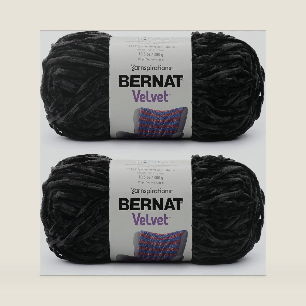 Bernat Velvet Soft Yarn for Crocheting, Blackbird, 2-Pack