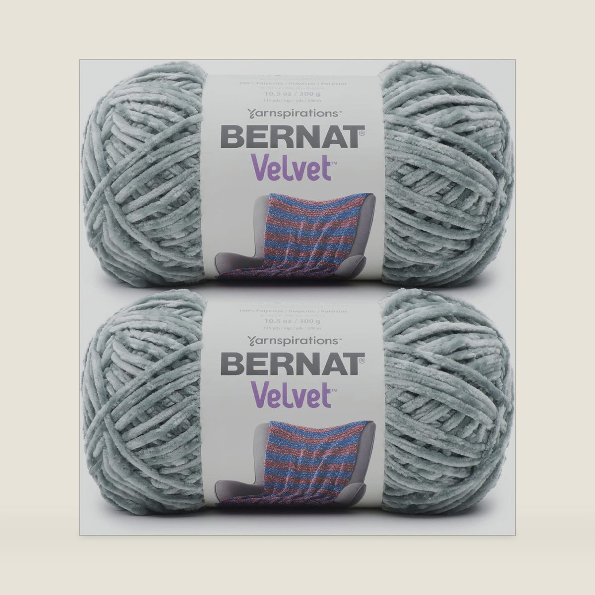 Bernat Velvet Soft Yarn for Crocheting, Smokey Green, 2-Pack