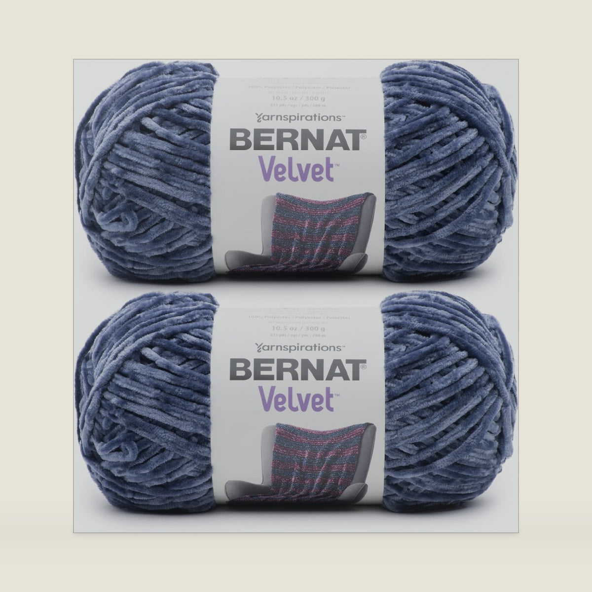 Bernat Velvet Soft Yarn for Crocheting, Indigo Velvet, 2-Pack