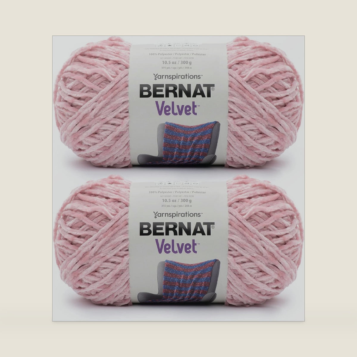 Bernat Velvet Soft Yarn for Crocheting, Quiet Pink, 2-Pack