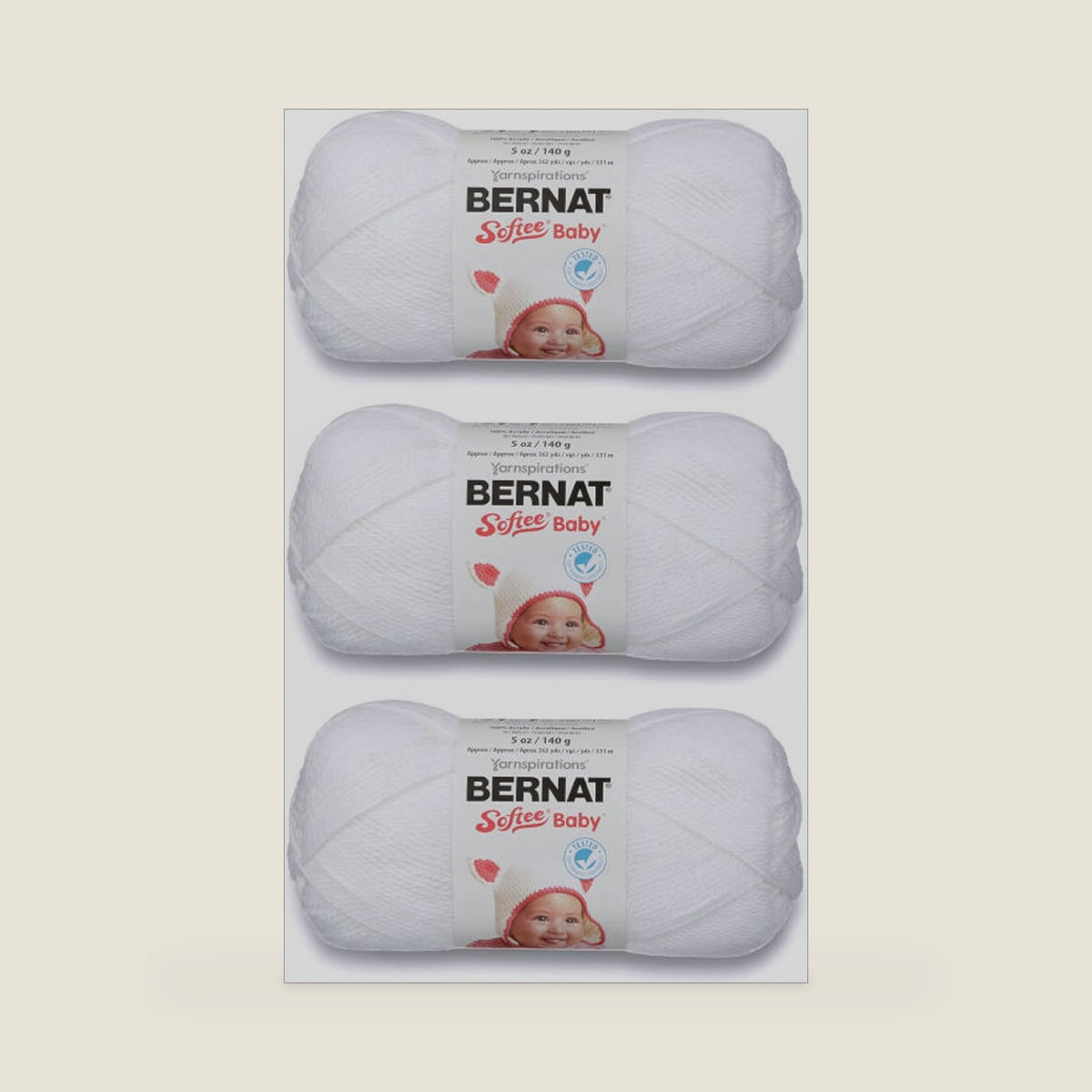 Bernat Softee Baby Yarn for Crocheting Soft, White, 3-Pack
